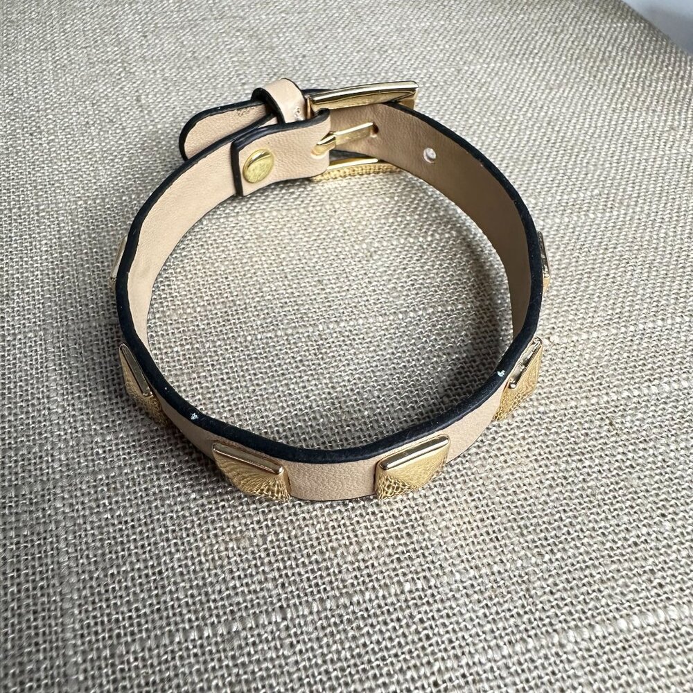 Park Lane Radley Nude Vegan Leather Adjustable Bracelet W/ Gold-Tone Studs 7-8" - Picture 4 of 6
